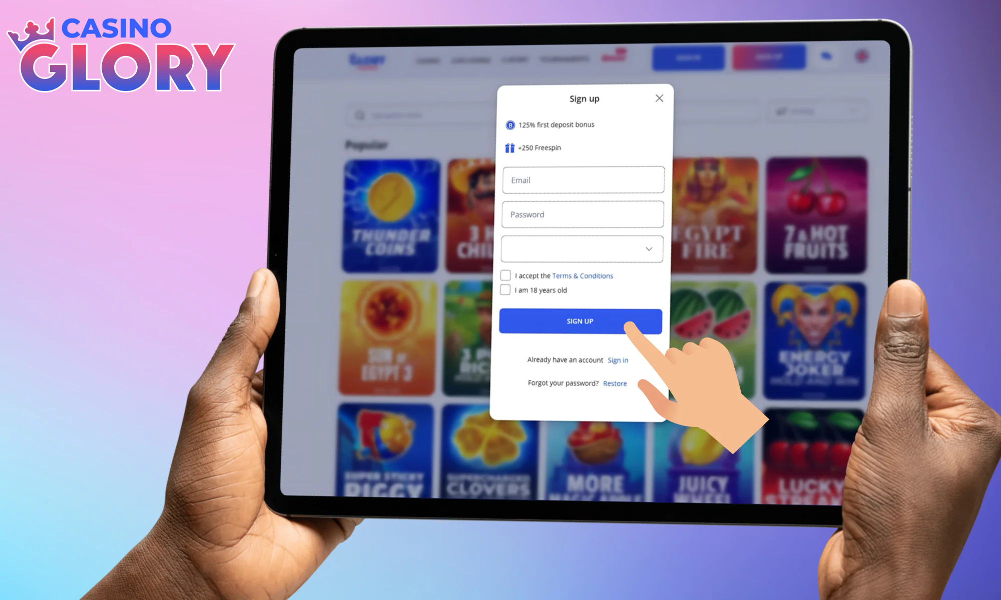 Make use of the Sign Up button to confirm profile creation