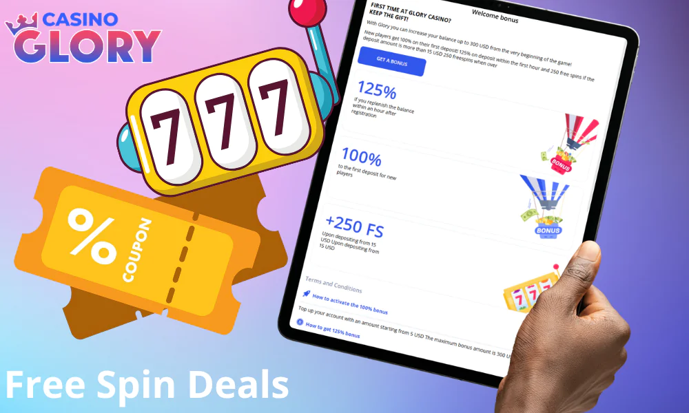 Glory Casino has two ways to get free spins