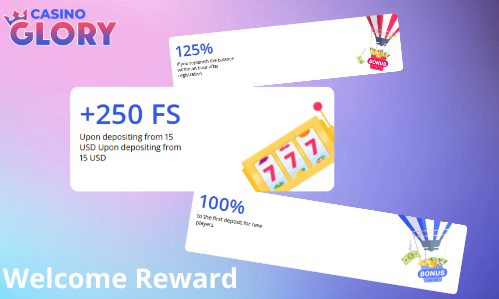 Glory Casino gives a welcome bonus after registration